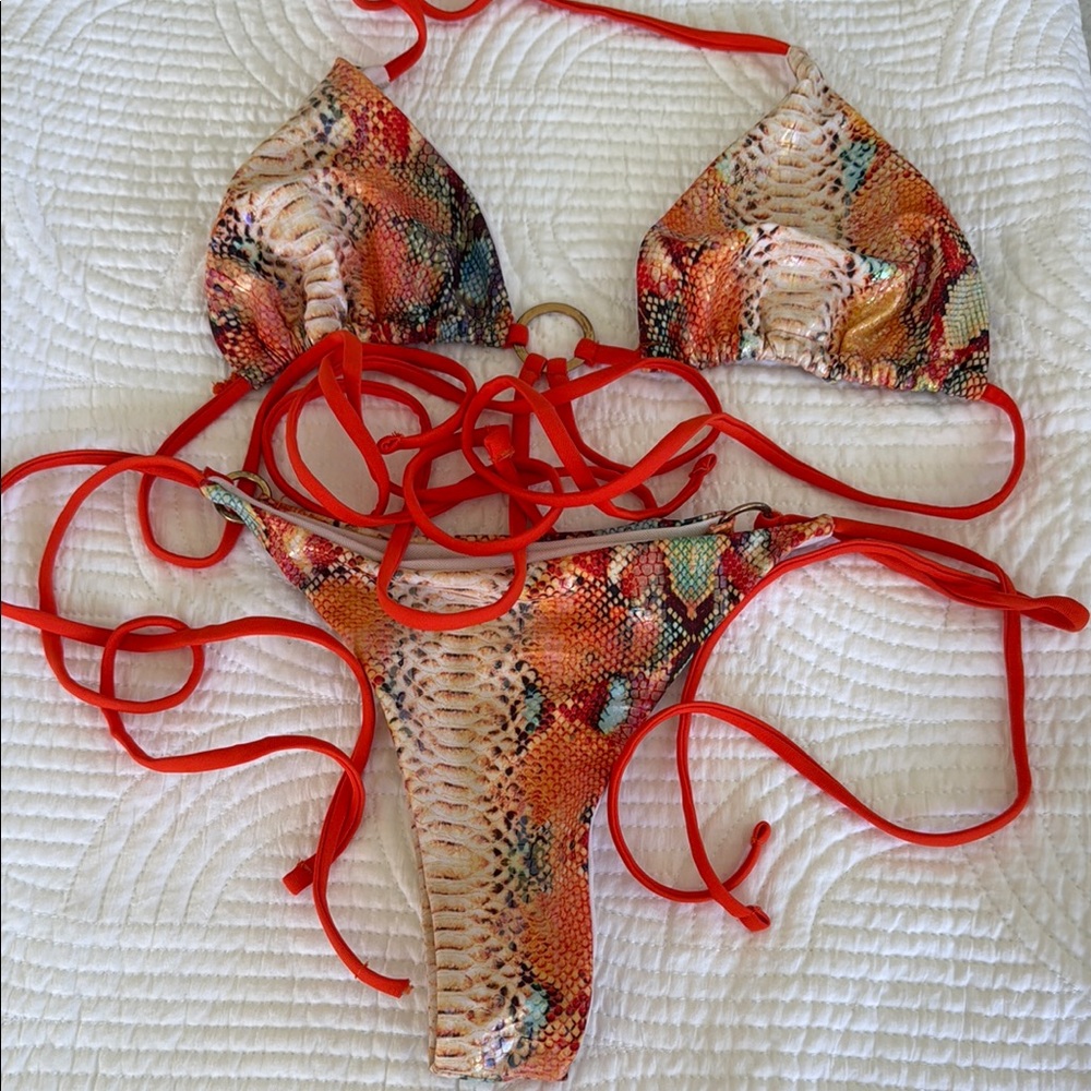 Snake print exotic bikini